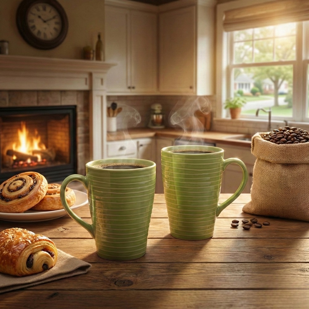 Starbucks‎ Mugs Green Striped Design House Stockholm Ceramic Coffee Tea Cup 12oz - Picture 3 of 8